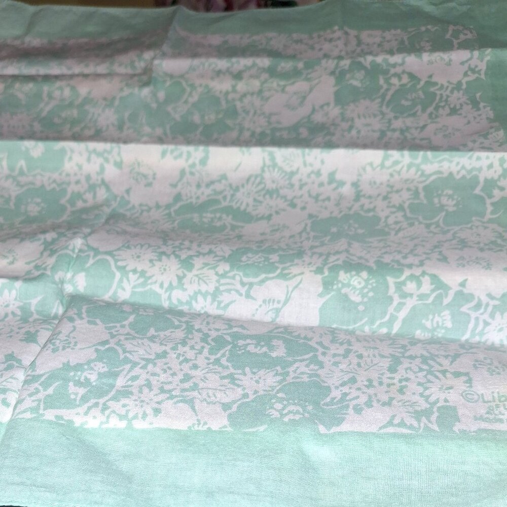 Liberty Square Cotton & Oblong 52"L x11.5 W Silk Scarf/Blue Stripe  Cotton Sq - Picture 8 of 11